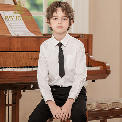 IVY HOUSE Ivy Children's Clothing Boys' Shirt Autumn New Style Versatile White Shirt Skin Friendly, Soft and Handsome British College Style White - Second Batch 120