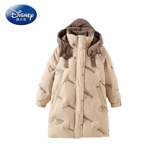 Disney Girls Down Jacket 2025 Winter New Children's Thickened Jacket Medium and Large Children's Winter Mid-Length Jacket Khaki 160
