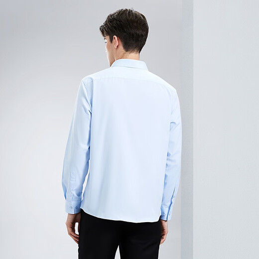 SEVEN long-sleeved shirt men's spring business casual formal herringbone men's lapel shirt sky blue 40