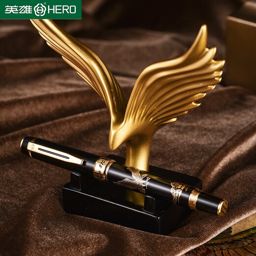 HERO Fountain Pen Eagle Series Pen Holder Set Office Decoration Business Office Men's High-end Signature Writing Graduation Father's Day Gift Gift Ink Pen Eagle Gift Box Black No Engraving & Order Straight Delivery