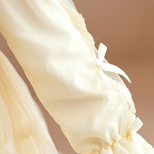 LUOBOBEIBEI girls' dress piano New Year's greetings autumn and winter style little girl dress beige 120