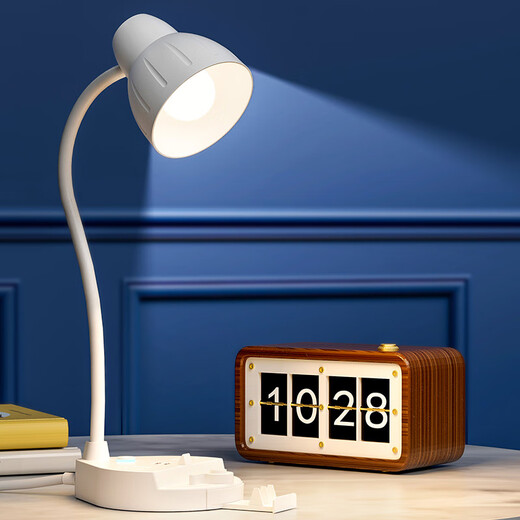 Yanaijie replaceable light bulb student dormitory screw LED eye protection learning dimming bedside table lamp bedroom multi-functional USB socket JY-T200 monochrome 2-digit ordinary style 0.8 meters