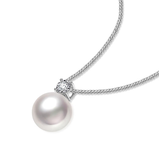 Changcai Nanyang Australian white seawater pearl pendant 18K gold flash diamond necklace temperament clavicle sweater chain gift for girlfriend extremely 9-10mm