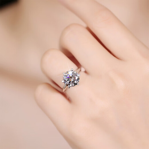 Luruo PT950 platinum diamond ring, classic six-claw 1 carat proposal and engagement natural real diamond ring for Valentine's Day for girlfriend, 1 carat (VVS/very slight imperfections) size 15