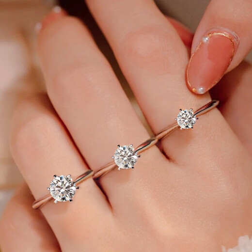 DL 1998 Fat Donglai same style pt950 platinum ring PT950 diamond ring for female couple, platinum six-claw diamond ring for girlfriend, six-claw full diamond 1 carat, default is live, need to leave a note or contact us