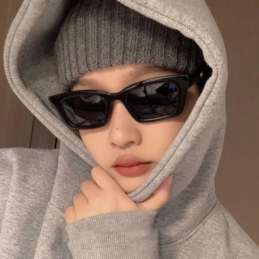 乐卡利 墨镜男女士太阳眼镜开车钓鱼网红拍照好看大脸显小 欧美复古墨镜【黑框黑灰片】