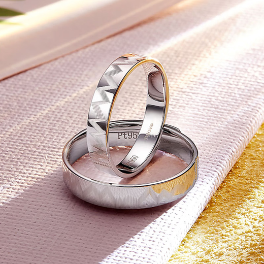 Pt.Charm platinum ring couple ring pt950 live adjustable platinum engagement ring love heartbeat ring wedding ring women's ring 3.5-3.6g adjustable size 8-15