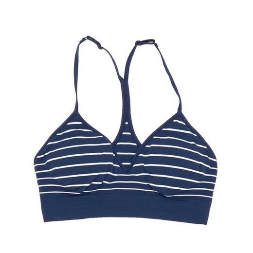 AnKoRau Women's Yoga Meditation Pilates Low-Strength Seamless One-piece Sports Bra | AnKoRau Navy Blue Stripes 165