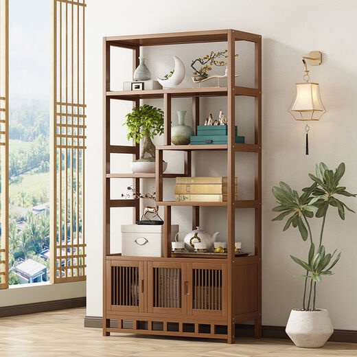 Feikuang Bogu rack new Chinese style Duobao Pavilion storage rack tea display cabinet non-solid wood ornaments cabinet tea set living room bookshelf 80cm long six layers classic style