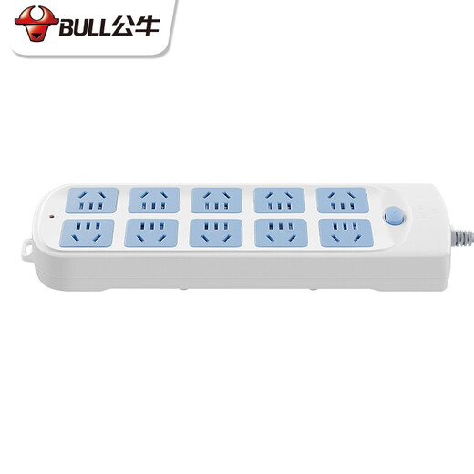Bull Bull socket super power enhanced multi-functional intelligent multi-hole large plug strip with overload protection power strip plug strip plug strip plug strip strip drag strip 1.8 meters 605 super power automatic power off 10 sockets