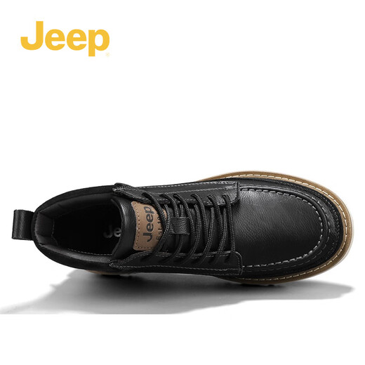 Jeep Martin Boots Men's 2024 Winter New Workwear Boots Men's British Style Retro Evergrande Trendy Shoes Thick Sole Men's Shoes Black 41