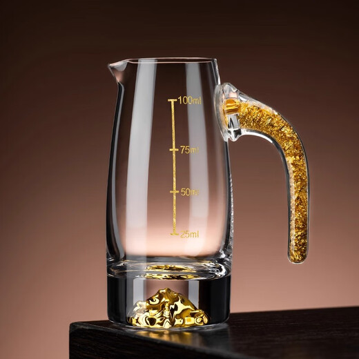 Wellsberg high-end liquor glass dispenser set 6 pots 6 cups light luxury crystal glass home small wine glass hotel wine cup wine set gold foil Jinshan 100ml*6 + gold foil cup 10ml*6