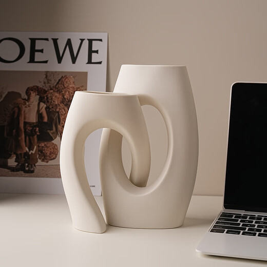 BHM art ceramic vase modern simple home creative decoration living room soft decoration high-end decoration plain embryo 21cm