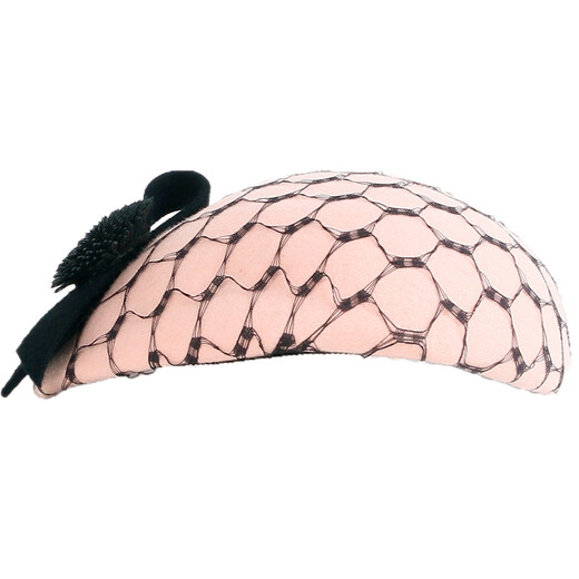 EE Elegant British Top Hat Winter New Wool Mesh Top Hat Winter Retro Concave Shape Hat Women Pink M(56-58cm)