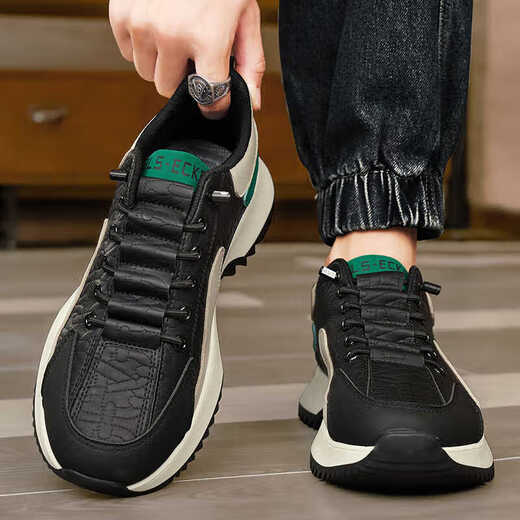 Qinpin Qingdao Fukelai Men's Shoes Spring Autumn and Winter New Leather Sports Shoes Men's Dad Shoes Anti-Slip Travel Running 9911 Mi Blue 42