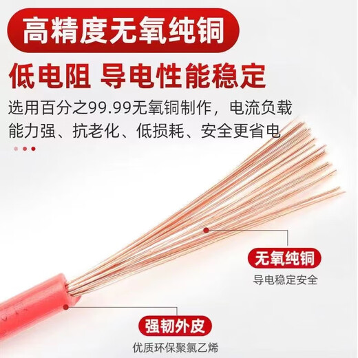 ZJDX Pearl River Wire 2,5 Norme Nationale 4 mètres carrés décoration de la Maison Fil BVR 1,5 6 10 Fil Domestique en cuivre Pur ignifuge Multibrins Rouge Norme Nationale cuivre Pur 2,5 mètres carrés - 100 mètres Assez