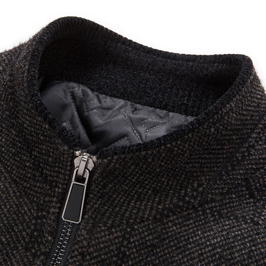 Luo Meng cotton thickened executive stand collar jacket men's warm woolen coat autumn and winter middle-aged and elderly dad's cotton coat gray 2XL (185) (suitable for 145-165 Jin Jin equals 0.5 kg)