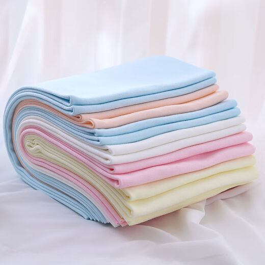 Pure cotton diapers, baby changing pads, newborn products, environmentally friendly, healthy, soft, breathable, washable diapers, meson rings, mixed colors (comes with diaper buckle) 1 pack (10 pieces) 45*45 cm/piece