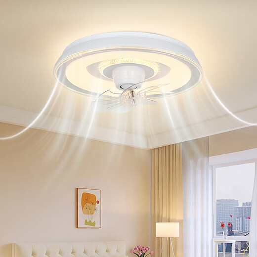 V-POWER风扇灯智能卧室吊扇灯LED灯具客厅餐厅现代简约吸顶灯电扇灯 9904-B银河白-96W无极光-360摇头