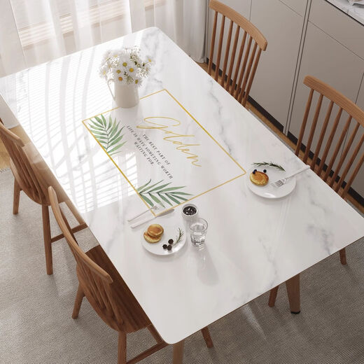 Colorful butterfly tablecloth no-wash waterproof and oil-proof pvc dining table mat light luxury high-end soft glass living room coffee table mat tablecloth cyan daisy 85*135cm