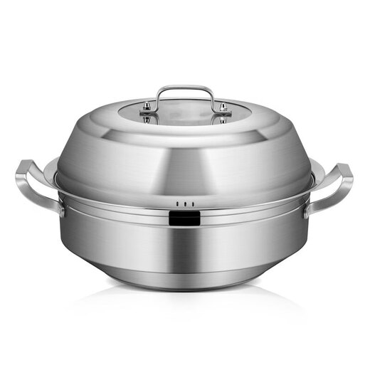 Hushen 40cm seafood steam pot, sauna pot, steam cage steamer, steam hot pot soup pot, stainless steel induction cooker steam pot, seafood steam pot, 2 layers, 40cm, thickened, resistant to falling, multi-purpose in one pot