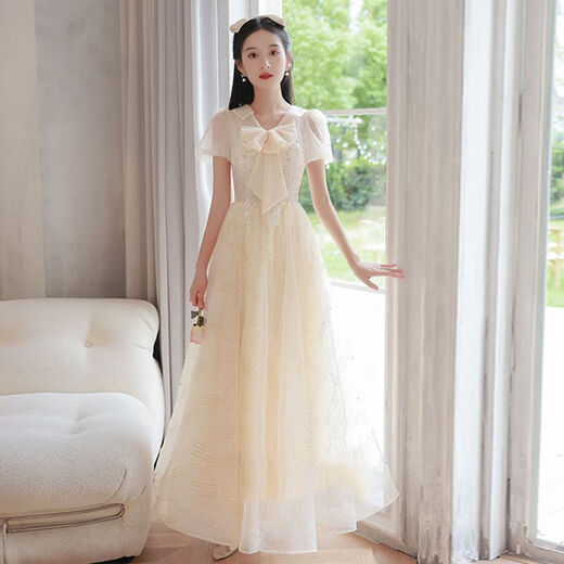 Mi Lan (MieLanat) High School Student Dress Graduation Party Fairy Dress Annual Party Small Evening Dress Women 2024 Temperament High-end Light Luxury Fragrance S98-110Jin Jin equals 0.5 kg / 160-166 cm