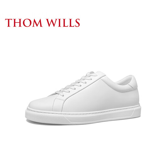 THOM WILLS white shoes for men, sweat-absorbent, breathable, casual, versatile, classic white sneakers, casual shoes, genuine leather business winter men's shoes, white G014-1 41/7.5 size