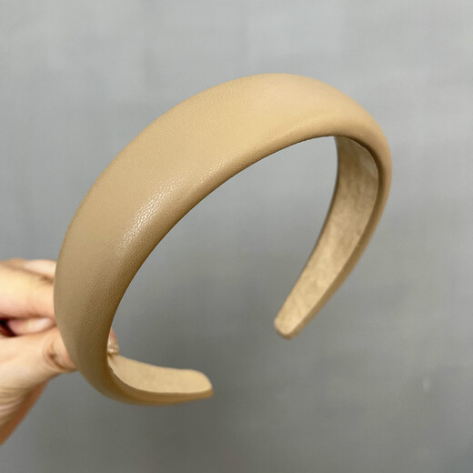 Korean version of the same retro soft leather sponge headband to increase the top of the head and temperament for going out, women's black