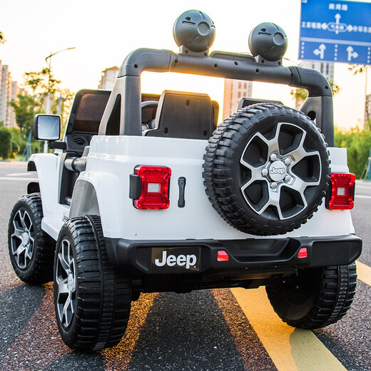 Xingchenhao Jeep children's electric car four-wheel drive baby four-wheel toy can sit on the child's remote control off-road Wrangler red four-wheel drive + remote control + leather seat + soft wheels