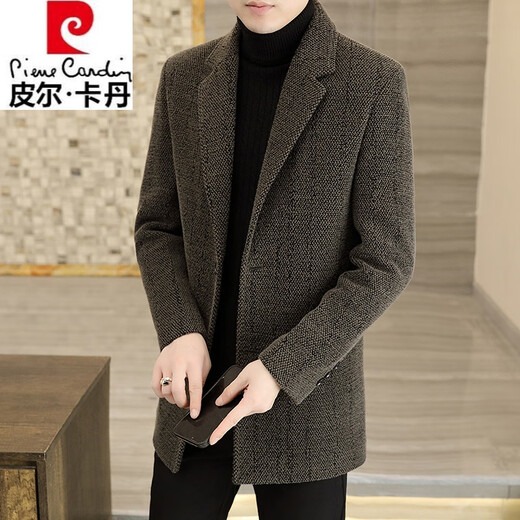 Pierre Cardin High-End-Herbst und Winter Neue Wollmantel-Männerjacke mit mittlerem Anzug mit Mid-Length-Halsband mittleren Alters im mittleren Alter.