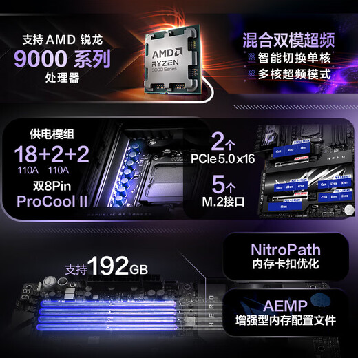 
ROG STRIX X870 motherboard supports CPU 9900X/9950X/9800X3D (AMD X870/socket AM5) ROG CROSSHAIR X870E HERO