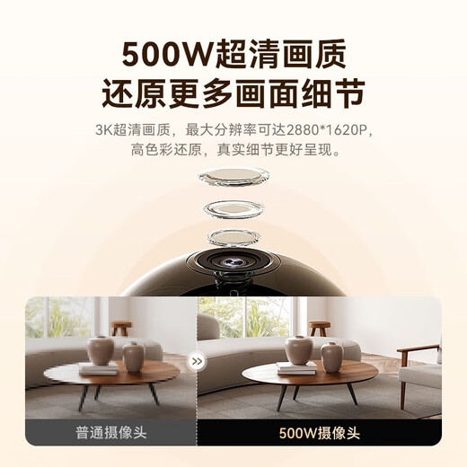 Huawei Smart Select Hongmeng Smart Sélectionnez 5 millions de pixels ultra-définition Pixels Smart Camera Home Monitoring à distance 360 ​​degrés sans angles morts avec Vision nocturne Panoramic Home Security Care sans fil Hongmeng Smart Select Ultra-définition Surveillance [64G]