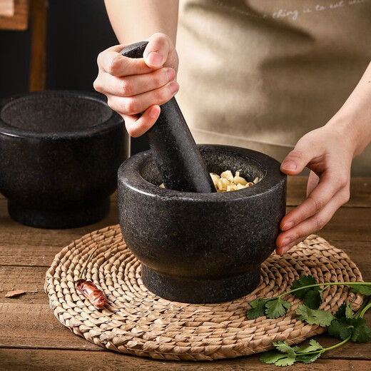 Kawashimaya (KAWASIMAYA) stone mortar garlic mortar household garlic pounder natural stone bowl old-fashioned garlic masher grinder granite garlic pounder