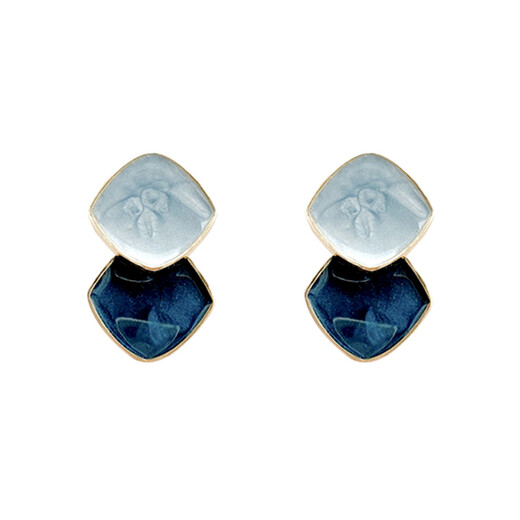 Hazel Orange Klein Blue Retro Earrings Women's S925 Tremella Needles Haze Blue Geometric Oil Drop Fashion Earrings Earrings Geometric Earrings Haze Blue A001