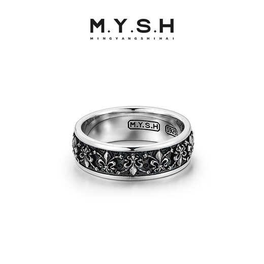 Mingyang Decoration Sea 925 silver 3D three-dimensional iris ring men's trendy original design high-end retro index finger closed ring US size 9# (suitable for Hong Kong sizes 19-21)