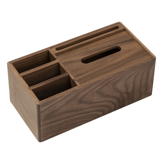 ALLFOND black walnut remote control storage box tissue paper box living room desktop solid wood new Chinese coffee table multi-function mobile phone holder multi-function storage tissue box