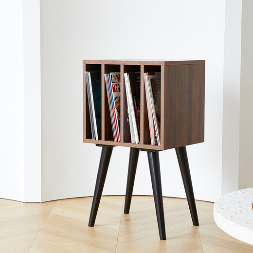 Fennessy Vertical LP Vinyl Rack Vinyl Cabinet Record Player Gramophone Base Storage Rack Bluetooth Audio Bookcase Small Cabinet Side Cabinet Storage Cabinet Walnut Color