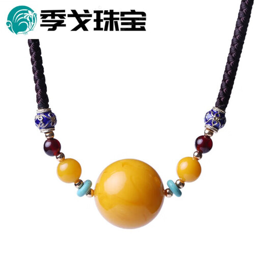 Dige beeswax barrel bead clavicle necklace amber hand-woven original transfer beads adjustable length pendant a round bead pull 0g