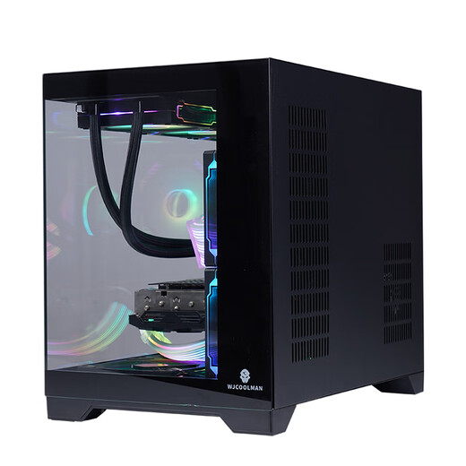 玩嘉 孤勇者无立柱matx主板电脑机箱360水冷海景房机箱纯白30/40系列超长显卡侧透主机箱 孤勇者黑升级版+6棱镜4pro风扇【ARGB】