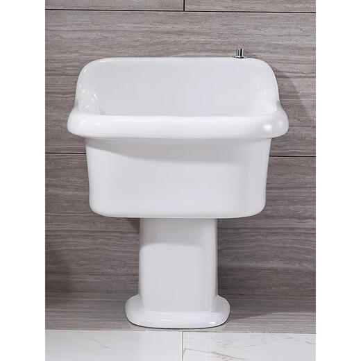 Balcony ceramic mop pool household tall split floor-standing wash mop pool floor basin large bathroom mop pool 55 cm Taiwan controlled drain 30 cm pillar