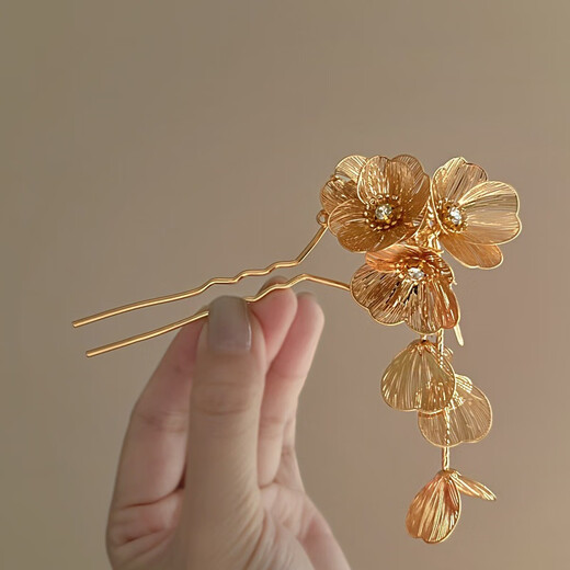 WEISHINI New Chinese Style Metal Flower Tassel Hairpin Light Luxury Style Niche Super Fairy Temperament Flowery Hairpin Hairpin for Women Hairpin B06-201