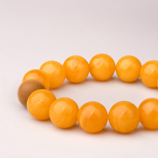 Potala Palace Cultural and Creative Beeswax Bracelet Chicken Oil Yellow Men and Women's Silver Wisdom Eye Separator Amber Beaded Bracelet Birthday Gift Silver Wisdom Eye Beeswax Bracelet