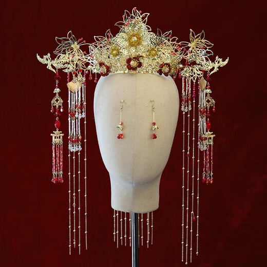 Chenru new style Chinese style bride phoenix crown Xiuhe clothing headdress ancient costume wedding high-end hair accessories wedding accessories anchor headdress phoenix