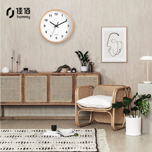 Jiabai European fashion silent creative solid wood round personalized living room study bedroom home clock wall clock 10-inch wall clock wall clock wall timing quartz clock FX-5845W1