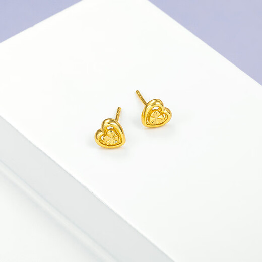 Changcai 24k gold earrings small love 999 pure gold sweetheart earrings gold earrings imitation gold color Valentine's Day gift new product