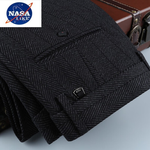 NASALIKE品牌男士休闲裤秋冬季商务中年高腰男裤修身直筒西裤毛呢条纹裤男 A9905修身版 28(2尺1)
