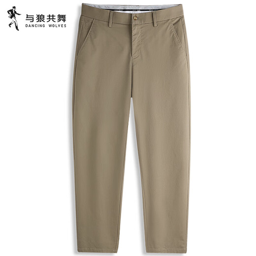 Bailando con el lobo [dp gratis planchado] pantalones casuales de algodón elástica para hombres 2025 verano nuevo negocio color sólido pantalones rectas 4033 khaki 701-verano estilo 36