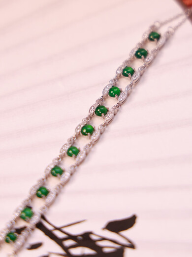 Feiyu Ice Jade Armband Egg Face A Goods Jade S925 Silber Intarsien Ice Imperial Green Armband Damen SN9758