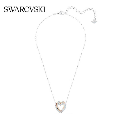 SWAROVSKI HYPERBOLA INFINITY Double Heart Necklace for Women Platinum/Rose Gold 5518868