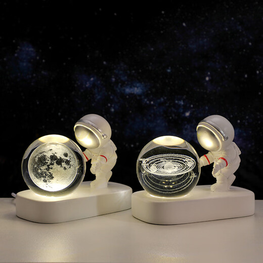 Fascini Astronaut Night Light Little Prince Crystal Ball Luminous Base Desktop Ornament Birthday Gift Beloved Astronaut-Star Walking Gift Box